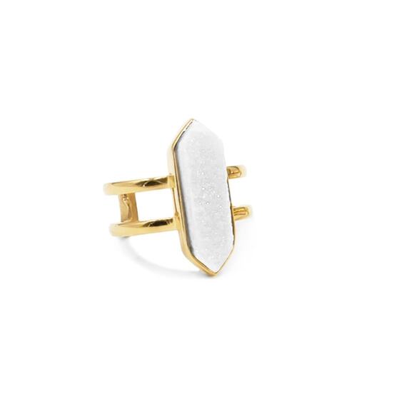 Retail $50 Kinsley Armelle Bangle Collection Parvus Quartz Ring*White Quartz - Picture 1 of 2